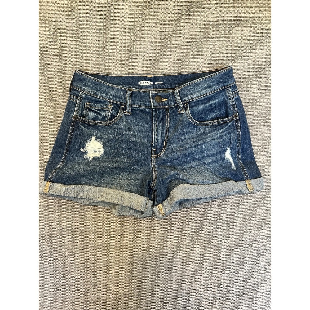 Old Navy Boyfriend Denim Shorts Women's Size 4 Distressed Cuffed Blue Jean